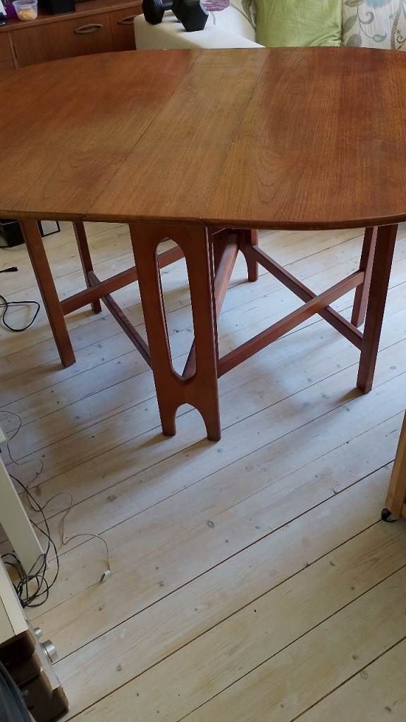 Mid Century teak drop leaf dining table