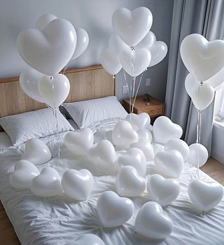 John Lewis White Linen Heart Shaped Balloons x 20