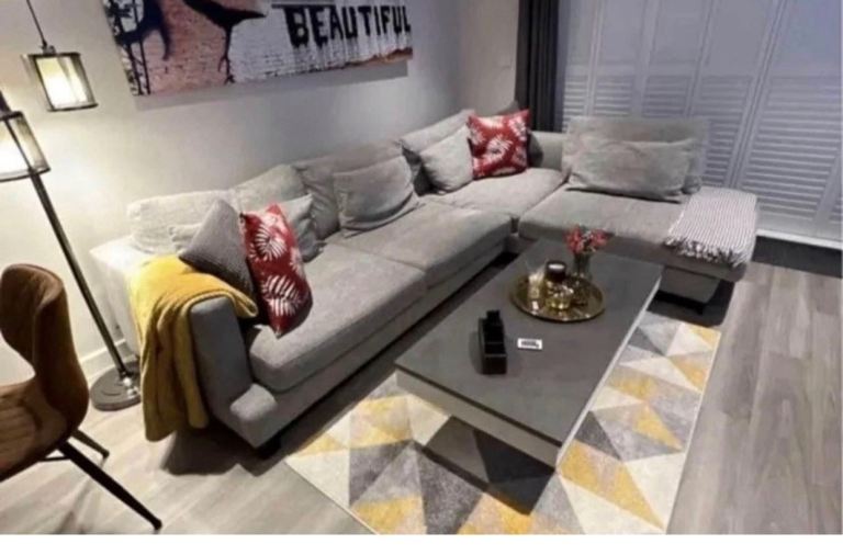 FREE DELIVERY Dwell Lugano Left Corner Sofa L Shaped Couch Lounge Chair Grey