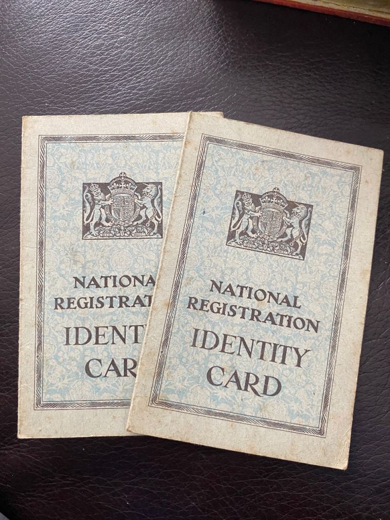 Pair of Original Vintage National Registration Identity Cards