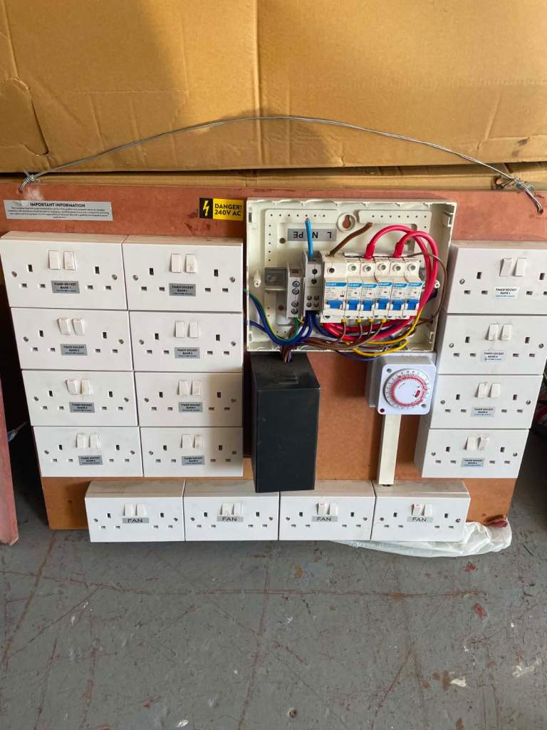 Large Electrical Board with Sockets and Timer