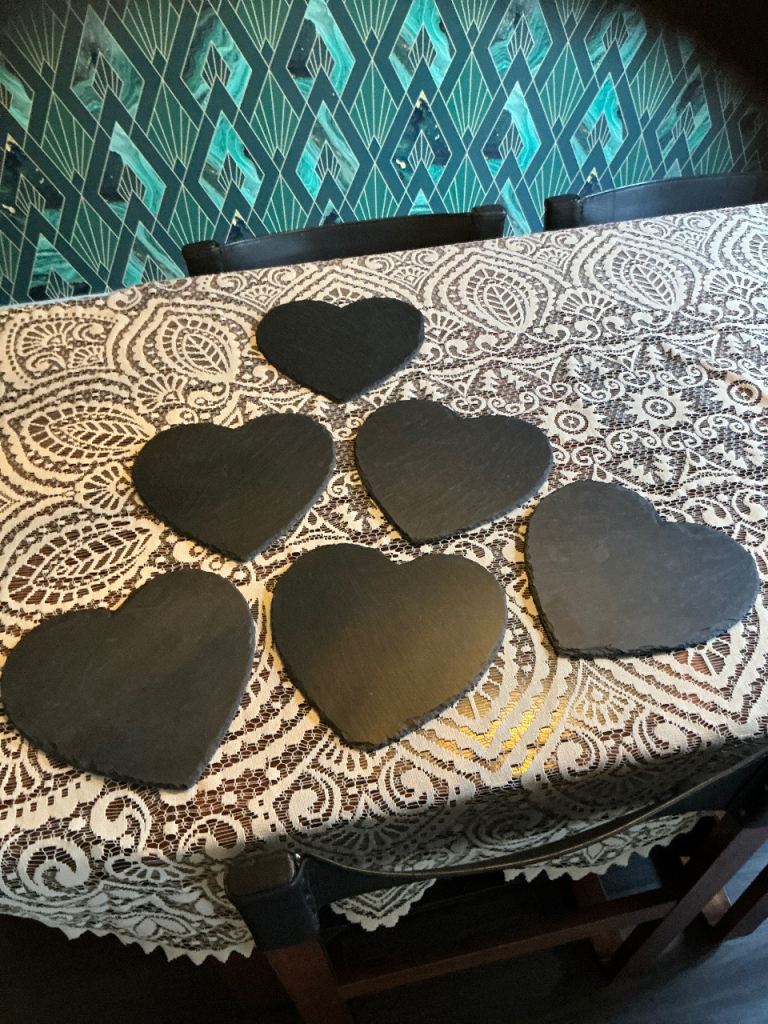 Heart shaped. Slate table mats