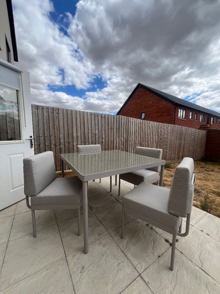 John Lewis Garden Table and 4 Chairs with Cushions
