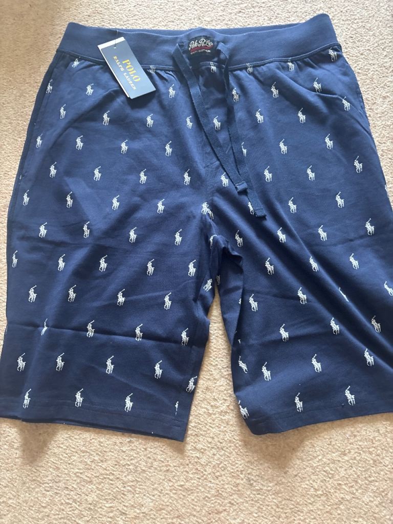 New Polo Ralph Lauren Men's Navy Blue Cotton Shorts