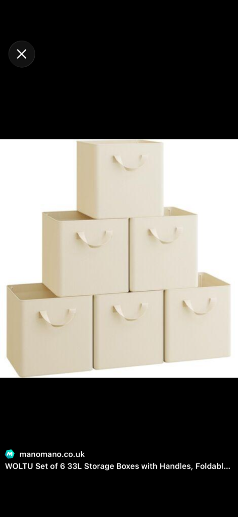 WOLTU Set of 5 Beige 33L Foldable Storage Boxes with Handles
