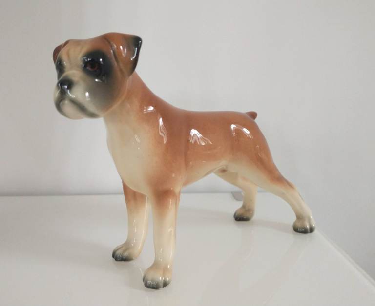 Vintage Boxer pottery dog model / figure Great collectable for dog lovers.