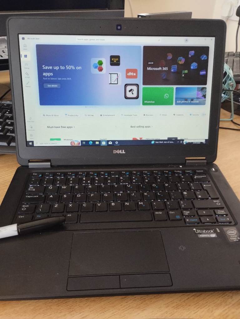Dell Latitude laptop. Backlit keys.  8GB RAM, i5, 128GB SSD + 320GB HDD, HDMI, WebCam 