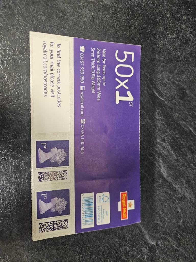 Royal Mail 1st Class Stamps - Sheet of 50