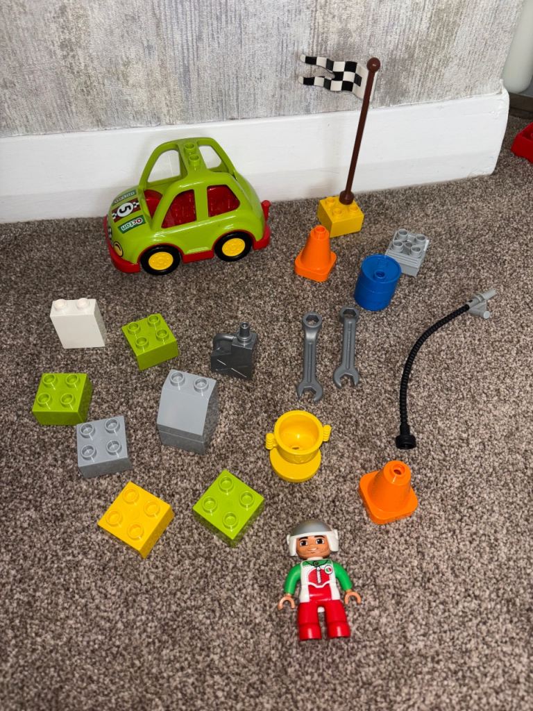 LEGO Duplo Racing Car & Blocks Set – Good Condition
