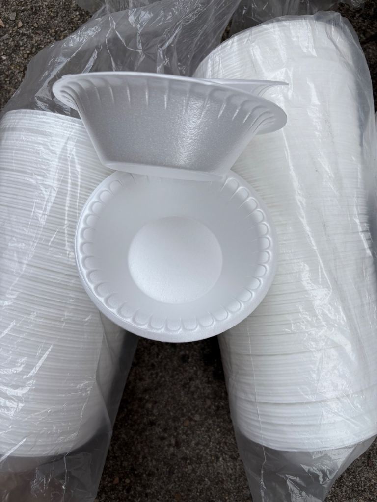 Pack of 100 x Polystyrene party/bbq disposable dessert plates/bowls- New & packed