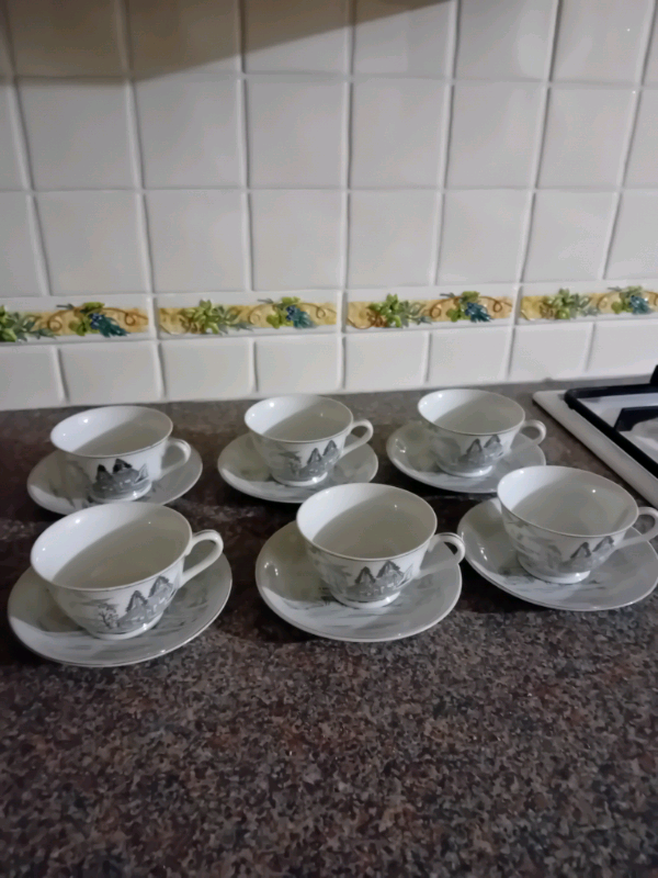 Six China cups and saucers very good condition