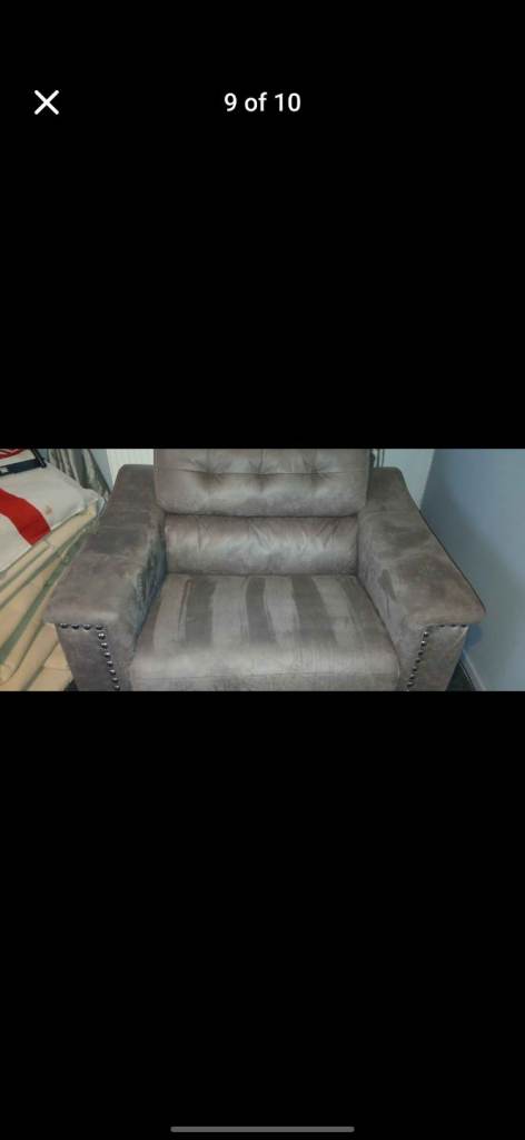  Lazyboy Hollywood Snuggle Chair Studded Tan Brown Suede RRP 250 GREY