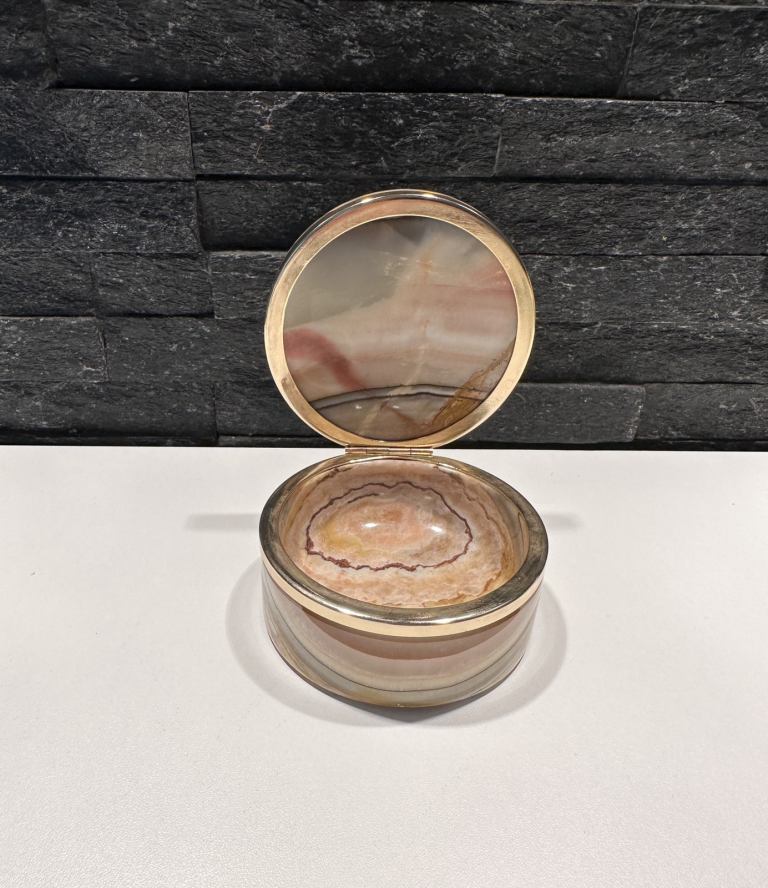 Vintage G.S.E. Ottone Garantito Onyx Jewellery Trinket Box