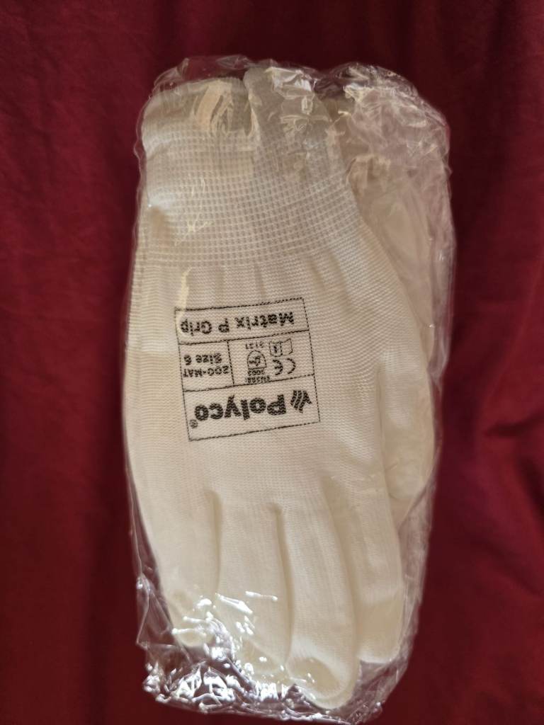 50 Pairs Polyco White Work Gloves - Size 6