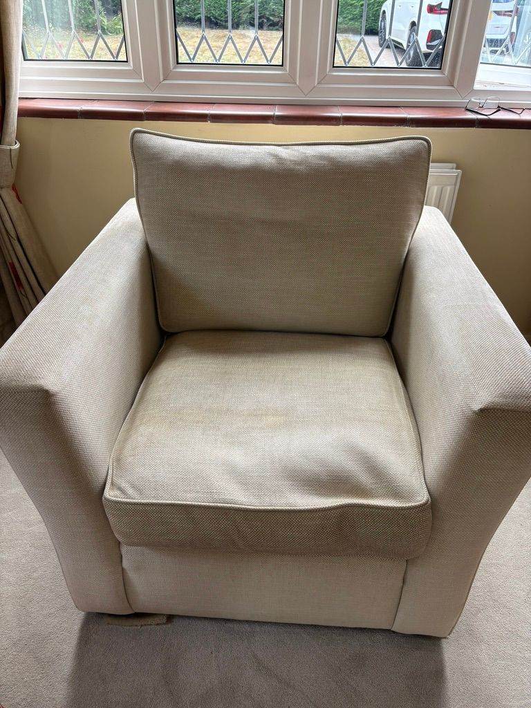 3 piece suite from Sofa Workshop - 4 seater sofa, armchair and footstool/pouffe