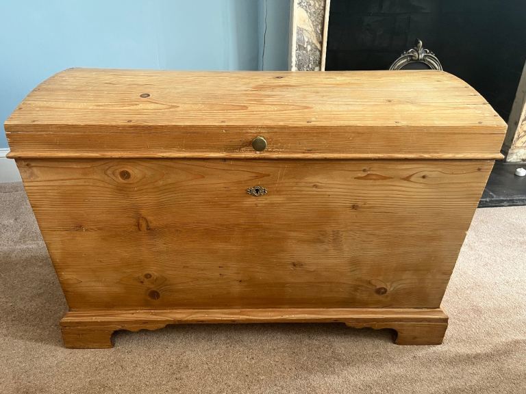 Antique German pine dome top trunk