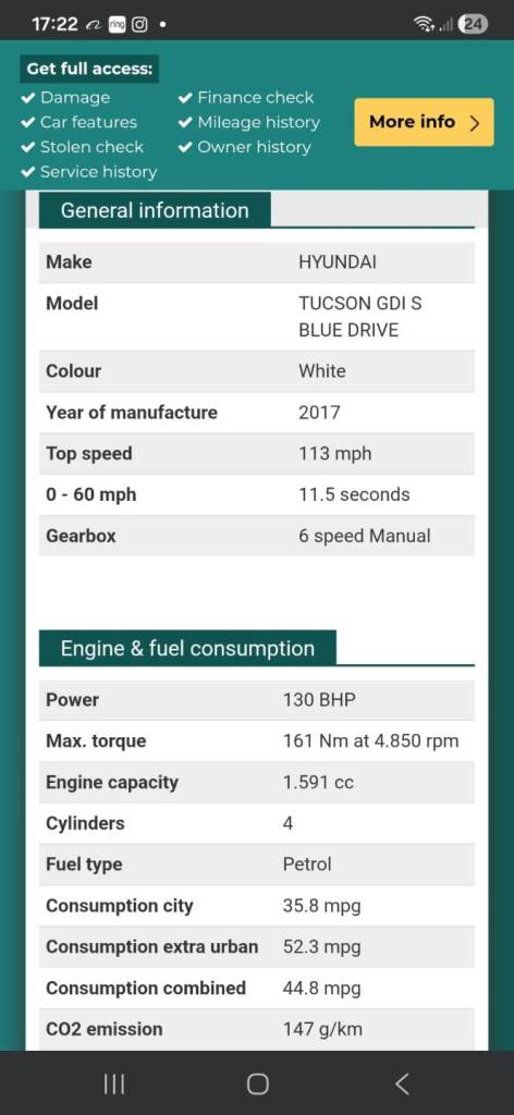 Hyundai, TUCSON, Estate, 2017, Manual, 1591 (cc), 5 doors