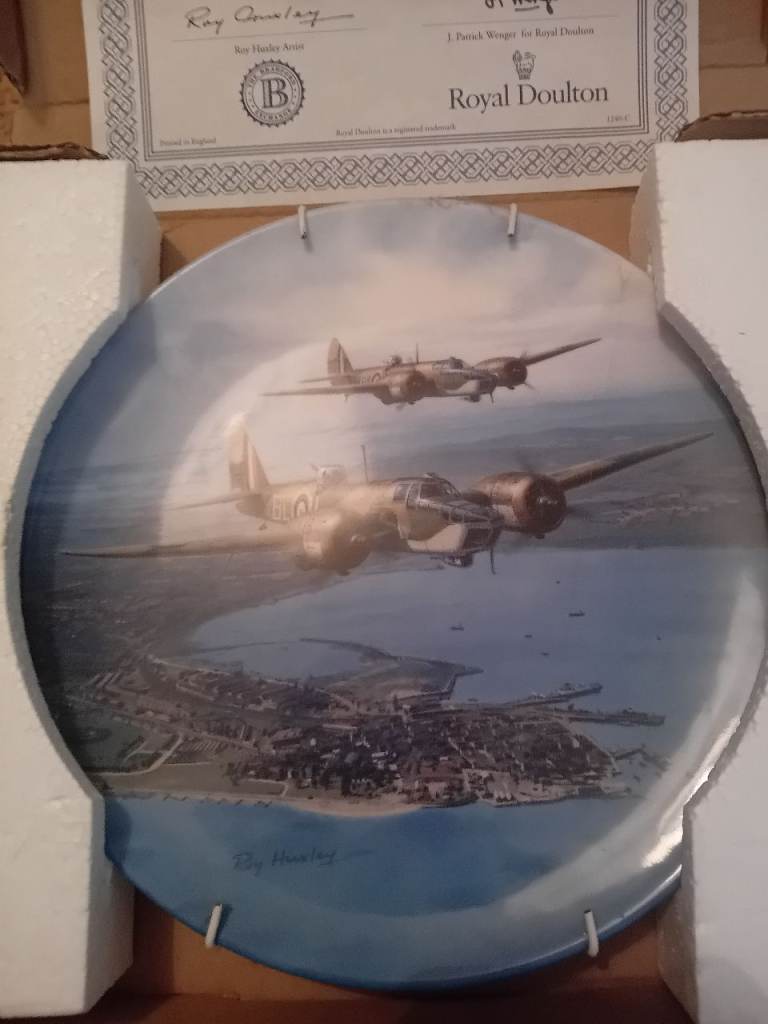 Blenheim over Harwich. Limited edition wall plate from Heroes over home territory series