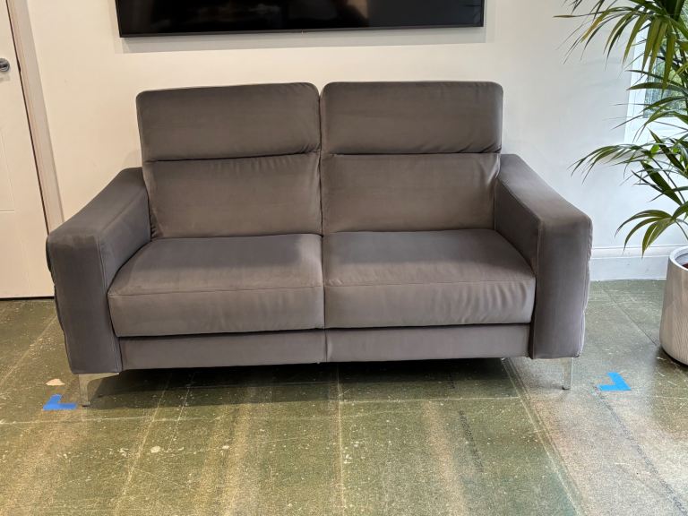Natuzzi grey fabric couch 