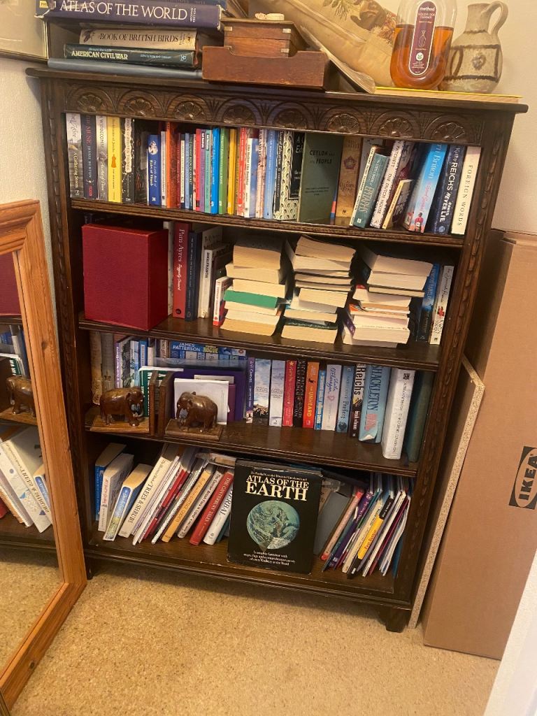 Solid Wood Carved Bookshelf – Good Condition