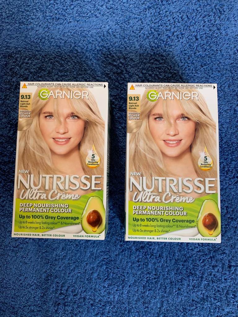 2 x New Sealed Garnier Nutrisse Natural Light Ash Blonde 9.13 Hair Colour IP1