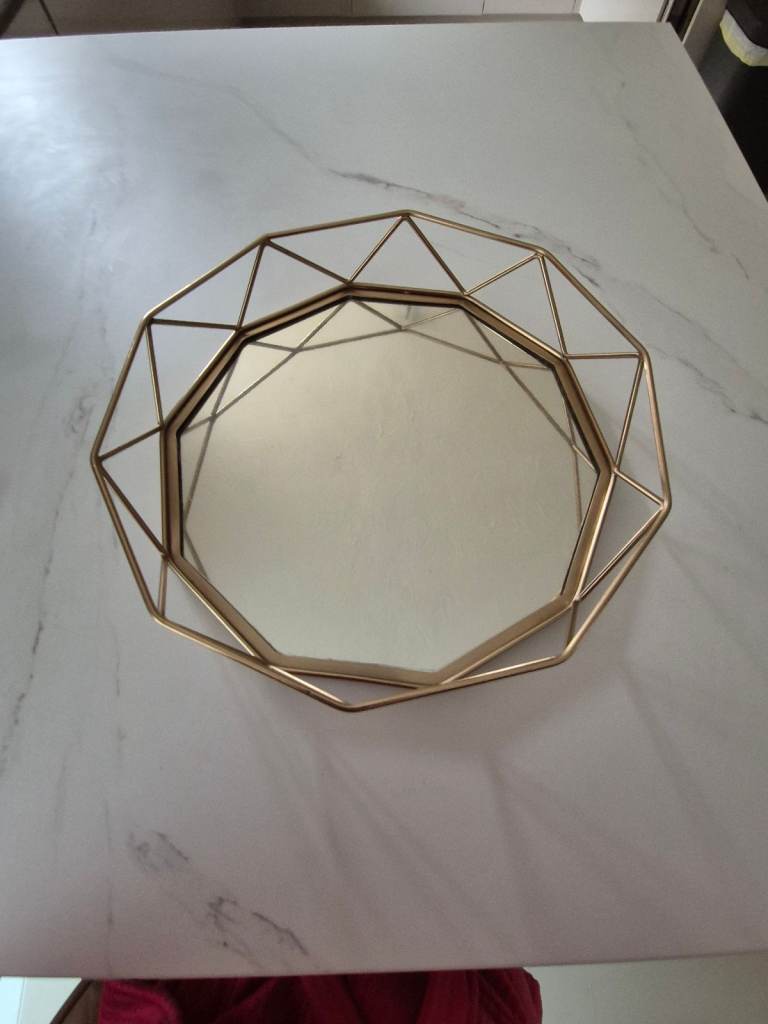 Next Bevelled Metal Edge Mirrored Tray