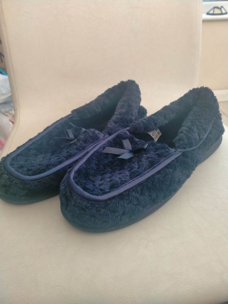 Comfy Navy Blue Slippers – Good Condition