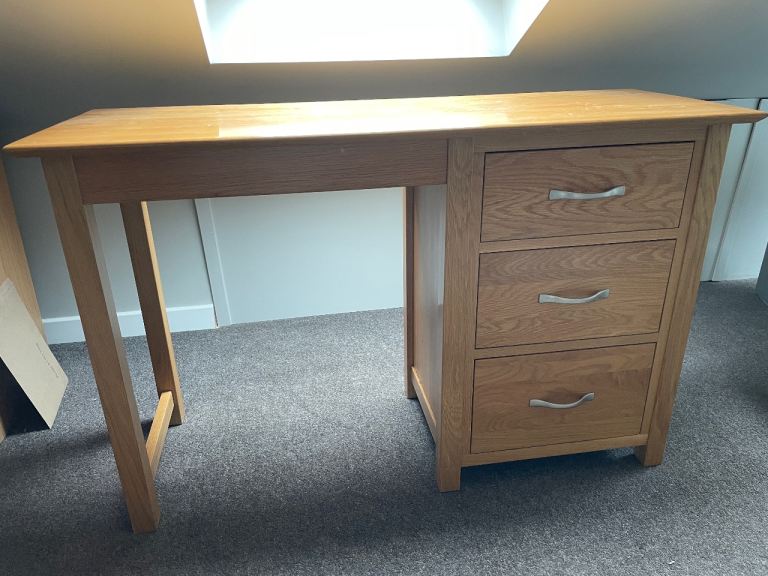 SOLD Oak Wood Study Desk with 3 Storage Drawers – Good Condition