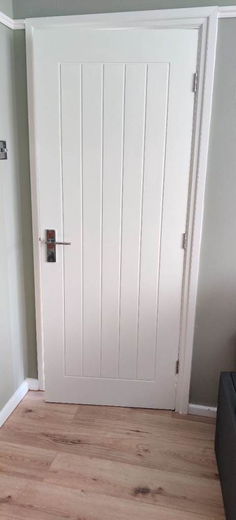 Interior door, solid wood.