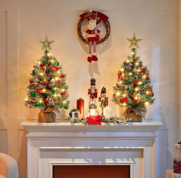 NEW Boxed Mini 2ft Christmas Tree Prelit + Timer (4 Available)