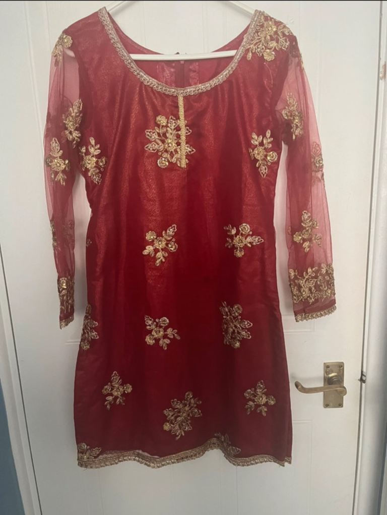 Red & Gold Traditional Indian Dress Suit - Good Condition