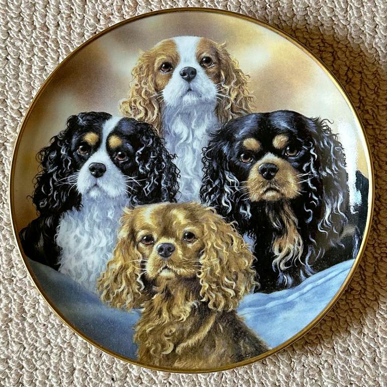 Collectable Plate, Four Kings Cavalier King Charles Spaniels