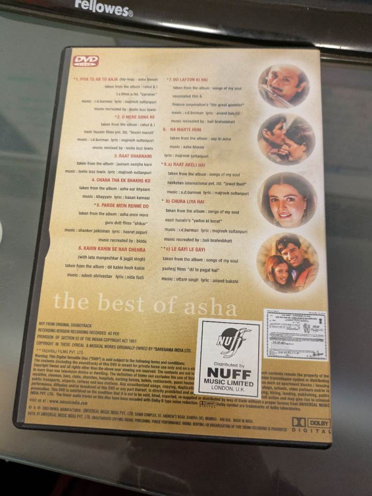  Jaanam Samiha Karo The Best Of Asha DVD 9 songs Music Videos Hindi Asian