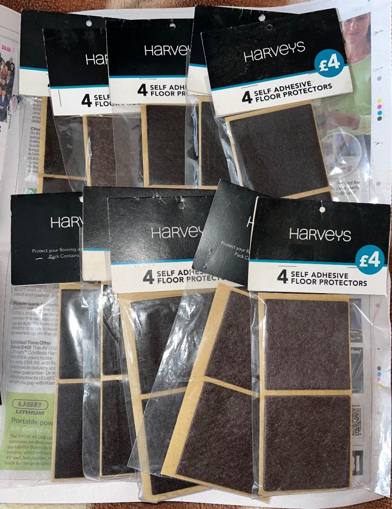 (READ DESCRIPTION) Harvey’s Floor Protectors Packs Of 4 Felt Pads - Furniture (Chairs Tables Sofas)