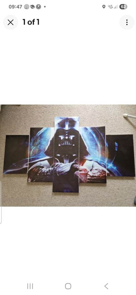 Darth Vadar 5 piece printed canvas