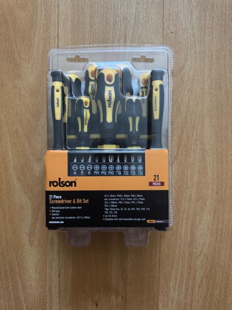 Rolson 21 Piece Screwdriver & Bit Set – Brand New