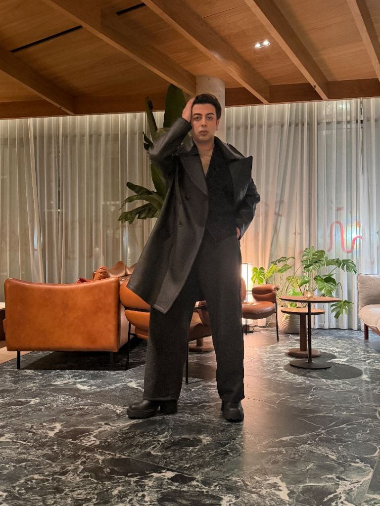 image for Black leather coat