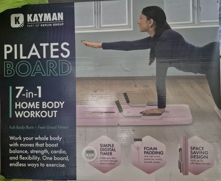 Kayman Pilates Board (Pink) 7-in-1 Home Body Workout – New 