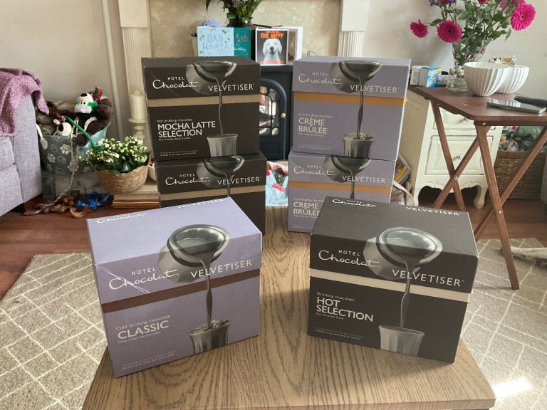6 boxes of 10 sachets Hotel Chocolat hot and cold chocolate Bundle brand New worth £90 selling cheap