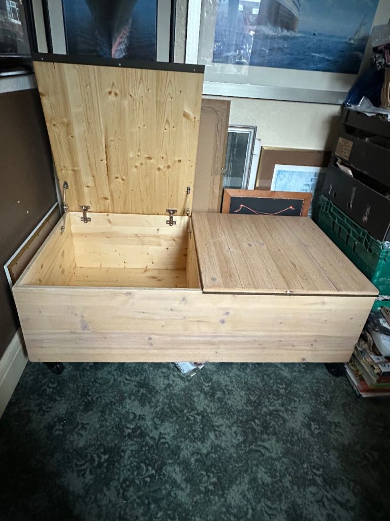 Stripped Pine Large Storage Coffee Table Blanket Box