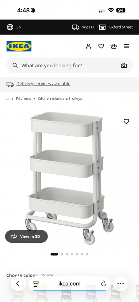 IKEA 3-Tier Storage Trolley – White