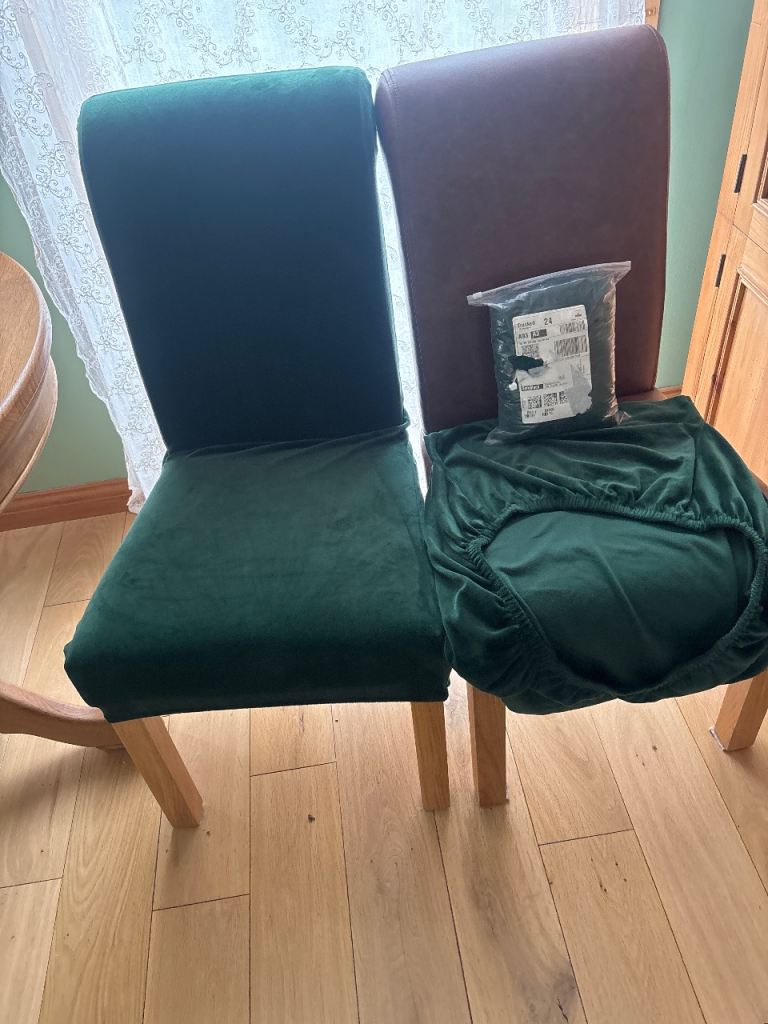 New Green Velvet Fabric Chair Covers - Multiple Available