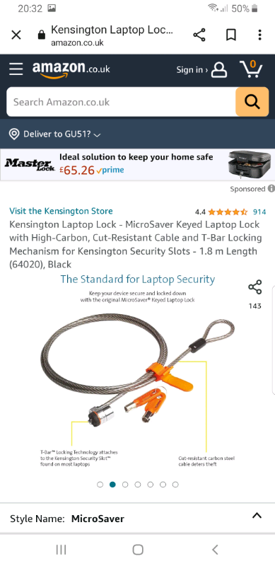 Brand new kensington laptop lock