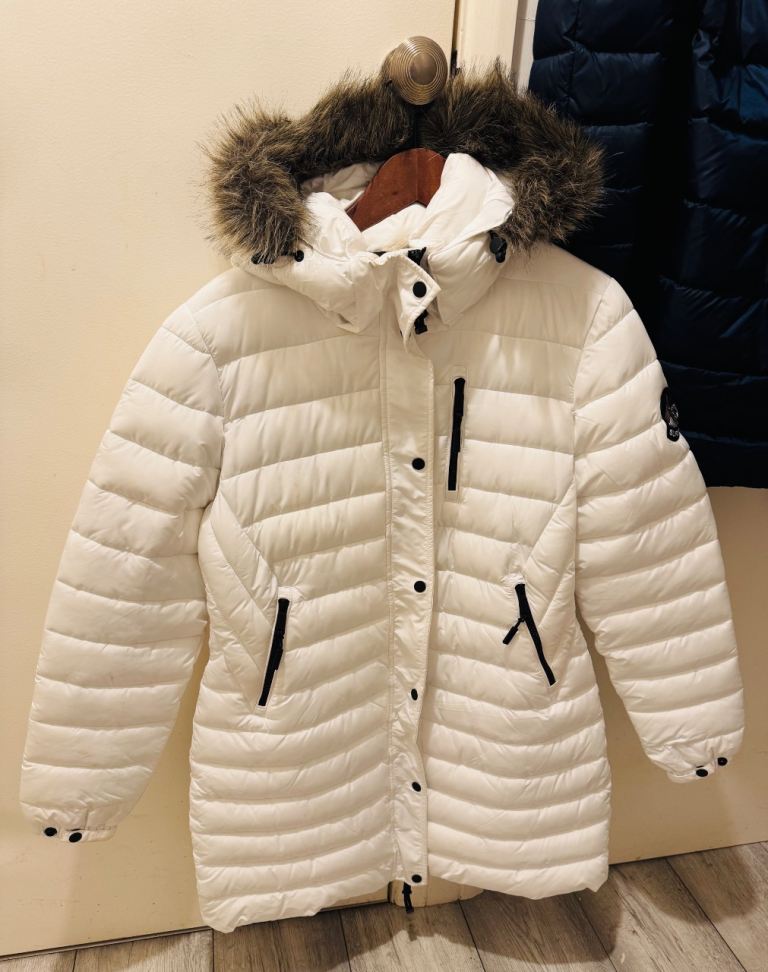 image for Ladies White Superdry Coat Jacket Size Small 8-10