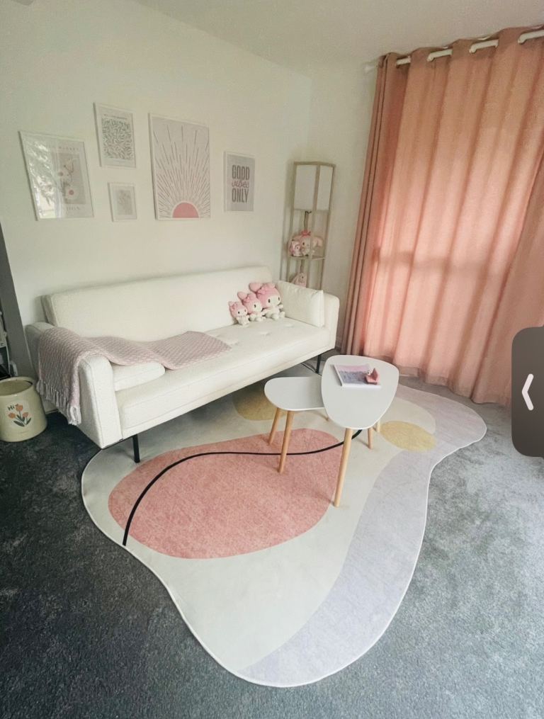 Large Modern Abstract Area Rug 160x230cm Cream Pink Nordic Style