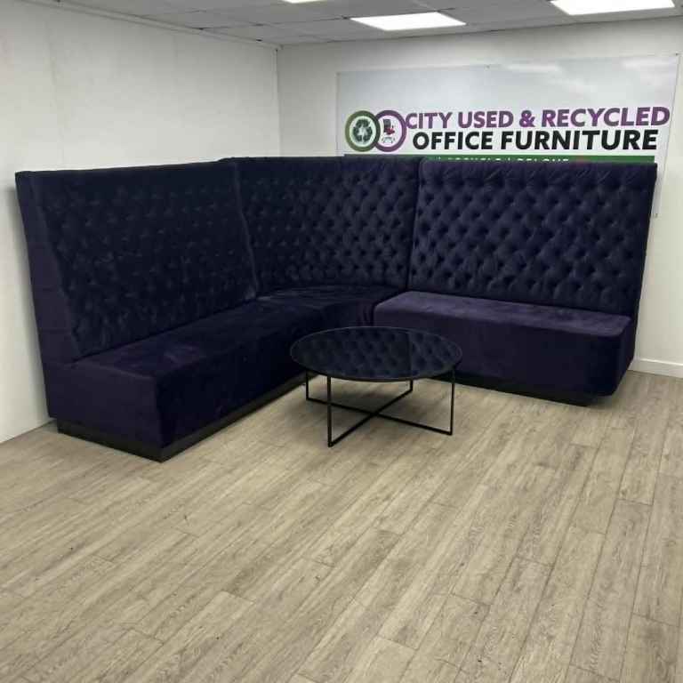 Chesterfield-Style Corner Booth, Purple Velvet, W2700mm - DELIVERY AVAILABLE - MORE COLOURS 