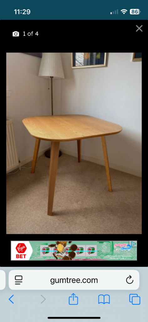 dining table and two chairs like new