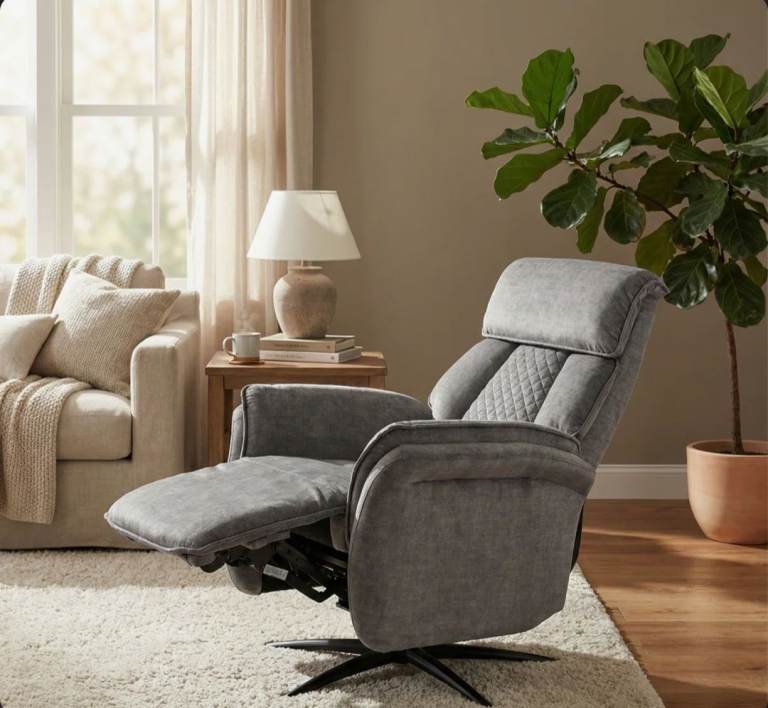 Electrict Alshawn Swivel Recliner Armchair with USB charger - Grey