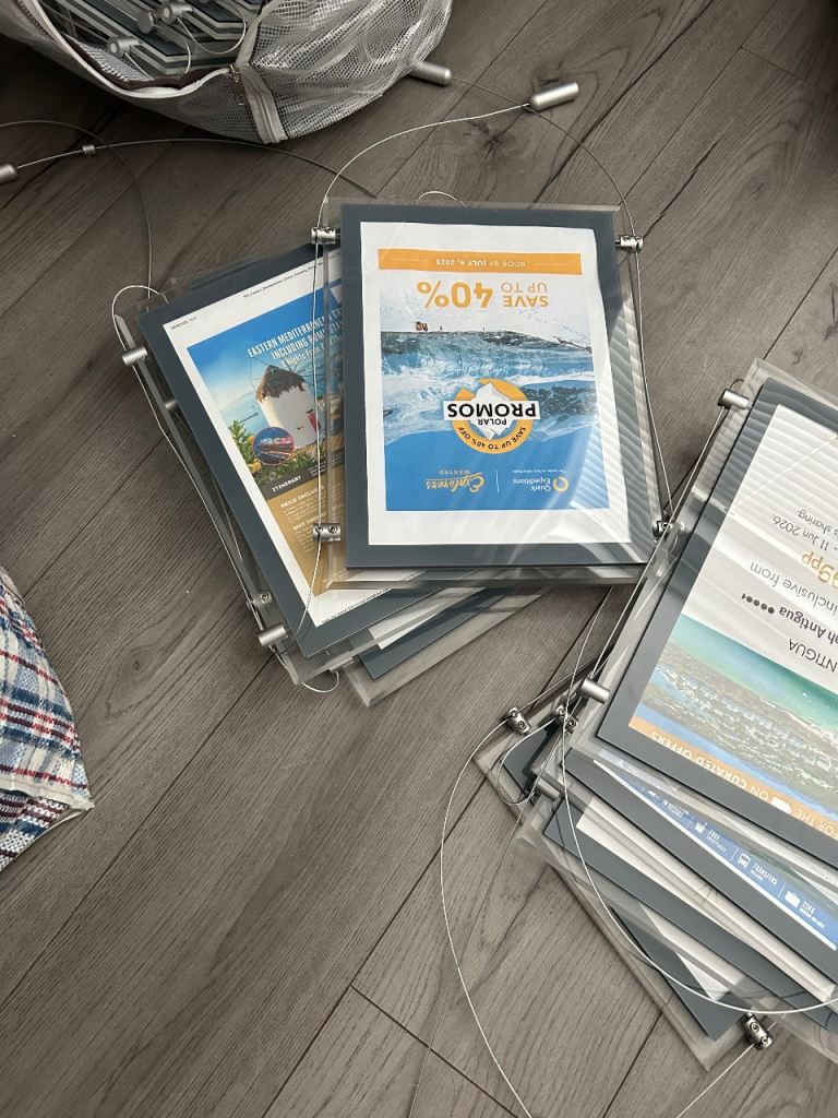 Shop/Estate/Travel agent A4 LED Double Side Portrait Window Displays with SILVER Border  FULL KITS 