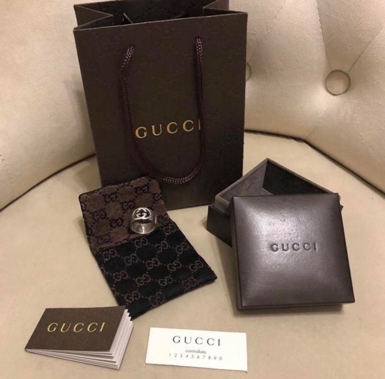 Gucci GG Interlocking Wide Band Ring Genuine inc Original Box Pouch & Bag